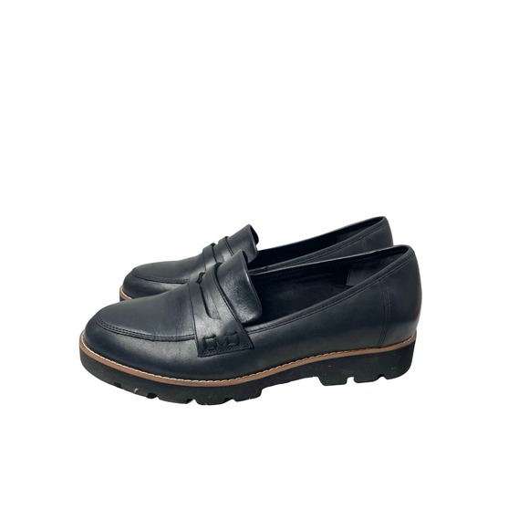 Vionic Shoes - Vionic Cheryl II Lug leather Penny Loafers Size 9 Wide black